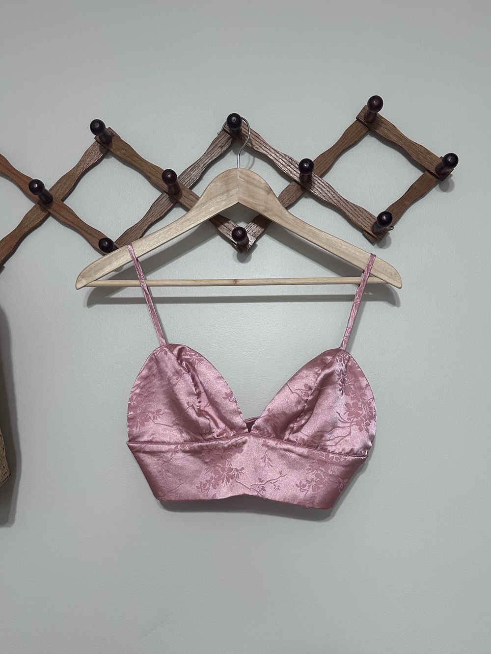 Cider Rose Pink Satin Floral Bralette